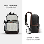 Gear Classic 6 18"/31L Antitheft Large Faux Leather Water Resistant Laptop backpack/Laptop backpack/Casual Backpack/Daypack/Travel Backpack/College Bag For Men/Women(Black-Brown)