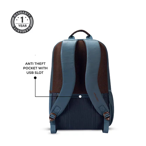 Gear Classic 6 18"/31L Antitheft Large Faux Leather Water Resistant Laptop backpack/Laptop backpack/Casual Backpack/Daypack/Travel Backpack/College Bag For Men/Women(Teal-Brown)