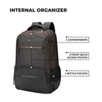 Gear Quantum 3 18"/29L Antitheft Large Faux Leather Water Resistant Laptop backpack with Raincover/Laptop backpack/Casual Backpack/Daypack/Travel Backpack/College Bag For Men/Women(Brown-Black)
