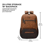 VIPUL VIBE Quantum 3 18"/29L Antitheft Large Faux Leather Water Resistant Laptop backpack with Raincover/Laptop backpack/Casual Backpack/Daypack/Travel Backpack/College Bag For Men/Women(Tan-Brown)