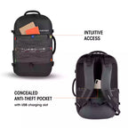 Gear Turbo 21"/45L Large Water Resistant Anti theft Laptop Backpack with Raincover | Backpack | Daypack |Briefcase | Travel Bag For Men/Women (Black - White)