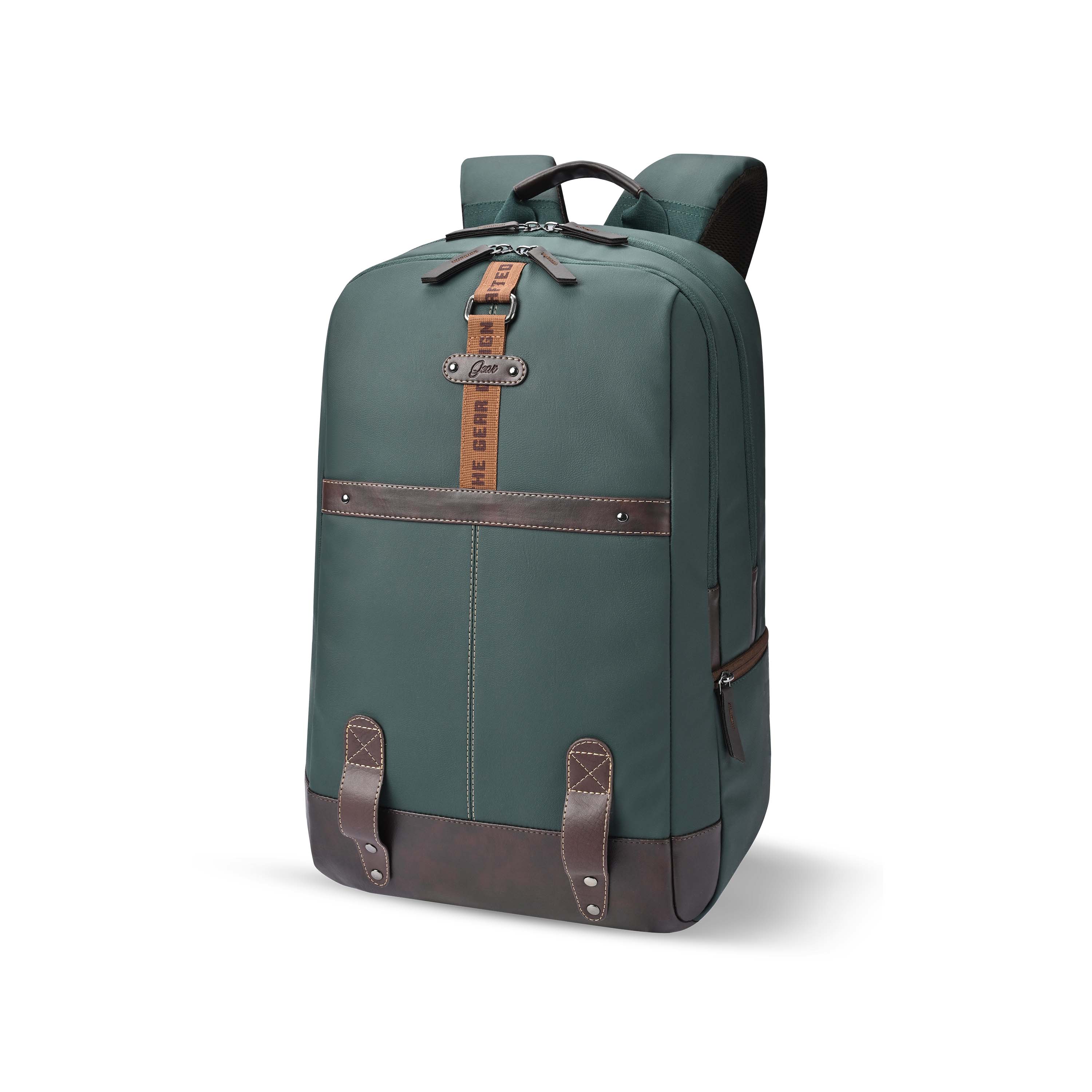 VIPUL VIBE Classic 4 19"/31L anti theft faux leather Medium Water Resistant Laptop Backpack/Casual Backpack/Daypack/Travel Backpack/College Bag For Men/Women(Green - Brown)
