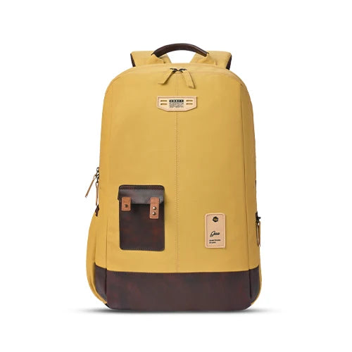 VIPUL VIBE Classic 2 19"/31L Anti Theft Faux leather Large Water Resistant Laptop Backpack/Casual Backpack/Daypack/Travel Backpack/College Bag For Men/Women (Yellow - Brown)
