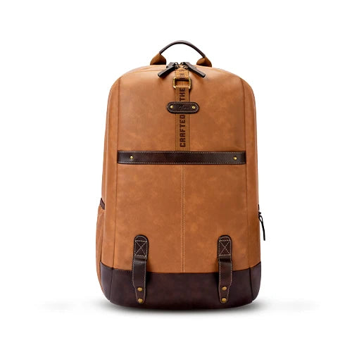 VIPUL VIBE Classic 4 19"/31L Anti Theft Faux Leather Medium Water Resistant Laptop Backpack/Casual Backpack/Daypack/Travel Backpack/College Bag For Men/Women(Tan-Brown)