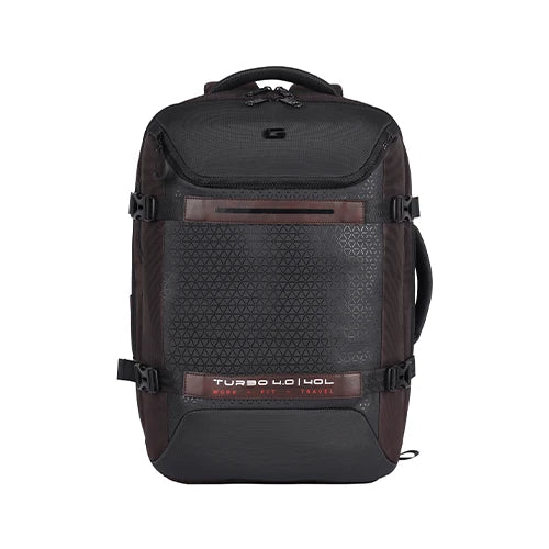 Gear Turbo 4 19"/40L Anti Theft Large Water Resistant Laptop Backpack with Raincover/Casual Backpack/Daypack/Travel Backpack/College Bag For Men/Women(Brown-Black)