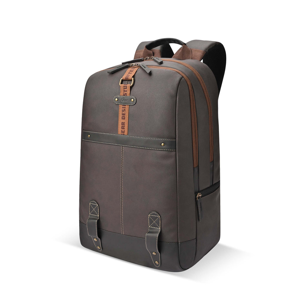 VIPUL VIBE Classic 4 19"/31L anti theft faux leather Medium Water Resistant Laptop Backpack/Casual Backpack/Daypack/Travel Backpack/College Bag For Men/Women(Brown - Black)