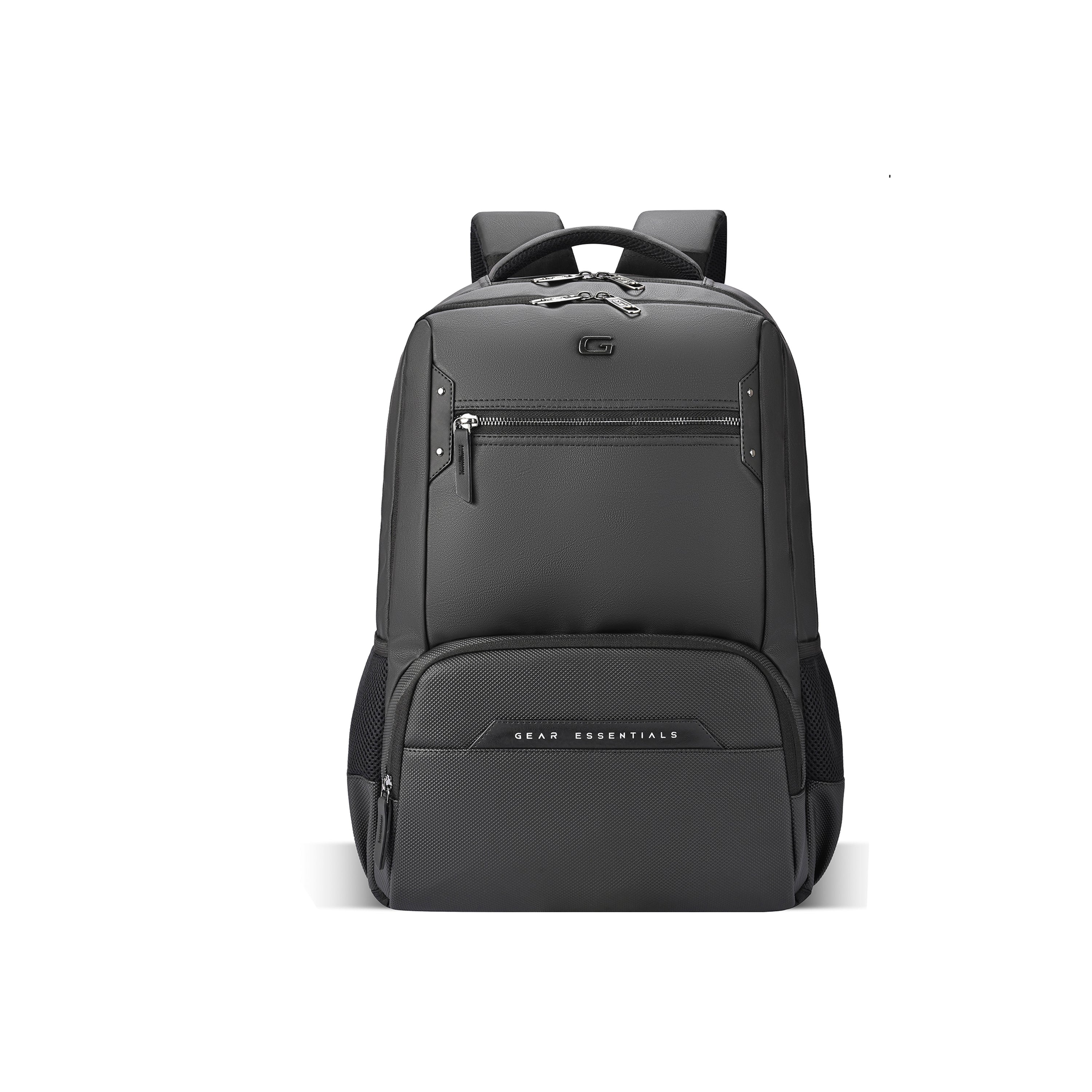 VIPUL VIBE Quantum 3 18"/29L Antitheft Large Faux Leather Water Resistant Laptop backpack with Raincover/Laptop backpack/Casual Backpack/Daypack/Travel Backpack/College Bag For Men/Women(Black-Black)