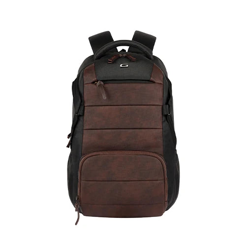 VIPUL VIBE Aspire 3 19"/35L Faux Leather Large Water Resistant Laptop Backpack | Casual Backpack | Daypack | Travel Backpack | College Bag For Men/Women(Brown-Black)