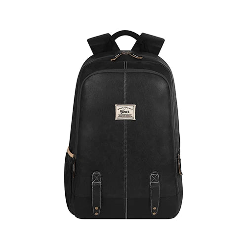 Classic 18" faux leather anti theft laptop backpack (BLACK - BLACK)
