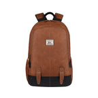 Classic 18" faux leather anti theft laptop backpack (TAN - BLACK)