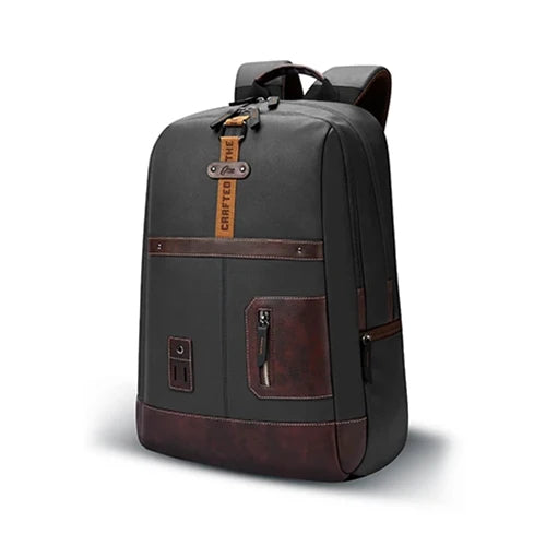 VIPUL VIBE Classic 6 18"/31L Antitheft Large Faux Leather Water Resistant Laptop backpack/Laptop backpack/Casual Backpack/Daypack/Travel Backpack/College Bag For Men/Women(Black-Brown)