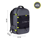 VIPUL VIBE Turbo 21"/45L Large Water Resistant Anti theft Laptop Backpack with Raincover | Backpack | Daypack |Briefcase | Travel Bag For Men/Women (Black - Grey)