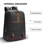 VIPUL VIBE Classic 4 19"/31L Anti Theft Faux Leather Medium Water Resistant Laptop Backpack/Casual Backpack/Daypack/Travel Backpack/College Bag For Men/Women(Black-Brown)