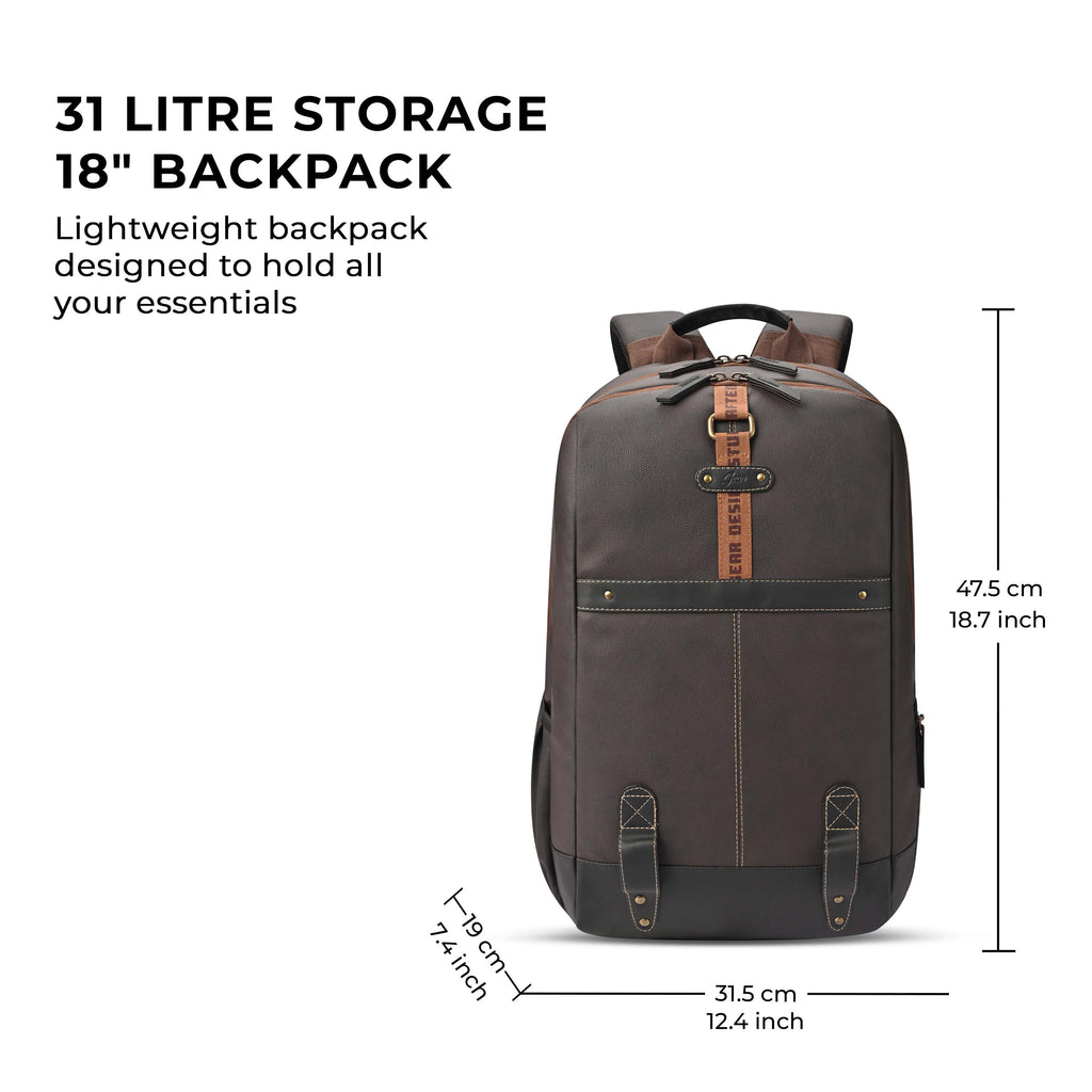 VIPUL VIBE Classic 4 19"/31L anti theft faux leather Medium Water Resistant Laptop Backpack/Casual Backpack/Daypack/Travel Backpack/College Bag For Men/Women(Brown - Black)