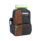 Gear Vintage 4 19"/29L anti theft faux leather Medium Water Resistant Laptop Backpack/Casual Backpack/Daypack/Travel Backpack/College Bag For Men/Women(Blue-Tan)