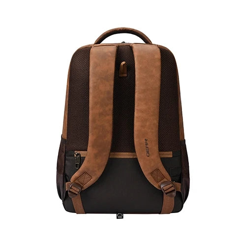 Gear Quantum 3 18"/29L Antitheft Large Faux Leather Water Resistant Laptop backpack with Raincover/Laptop backpack/Casual Backpack/Daypack/Travel Backpack/College Bag For Men/Women(Tan-Brown)