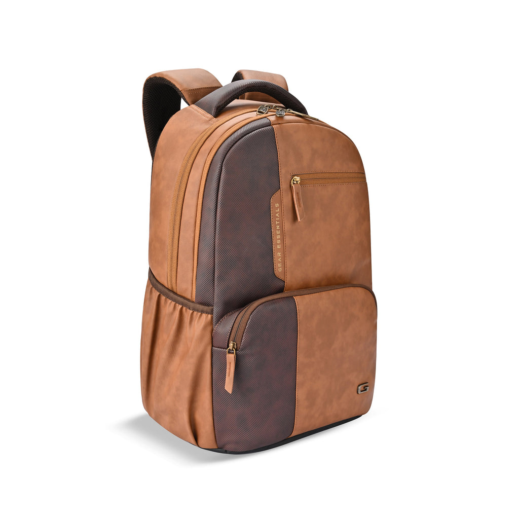 VIPUL VIBE Vintage 2 Faux Leather(Without Antitheft) 19"/34L Large Water Resistant Laptop Backpack/Casual Backpack/Daypack/Travel Backpack/College Bag For Men/Women(Brown-Tan)