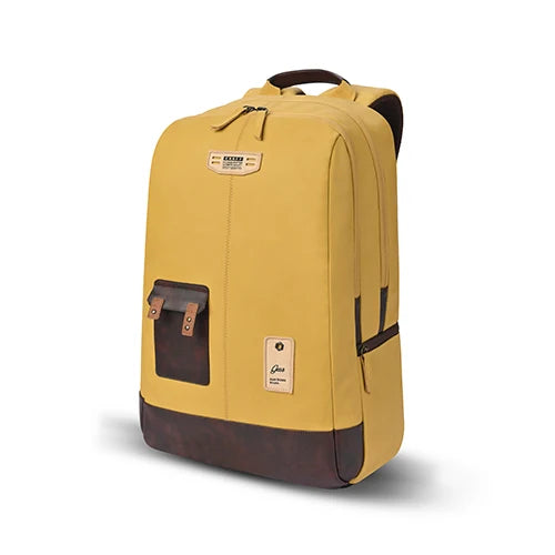 VIPUL VIBE Classic 2 19"/31L Anti Theft Faux leather Large Water Resistant Laptop Backpack/Casual Backpack/Daypack/Travel Backpack/College Bag For Men/Women (Yellow - Brown)