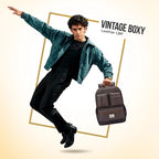 VIPUL VIBE Vintage Boxy 18"/26L Medium Faux Leather Water Resistant Laptop Backpack/Casual Bag/Daypack/College Backpack/Travel Backpack For Men/Women (Brown - Black)
