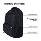 VIPUL VIBE Aspire 19”/30L Large Water Resistant Laptop Backpack | Casual Backpack | Daypack | Travel Backpack | College Bag For Men/Women (Black)