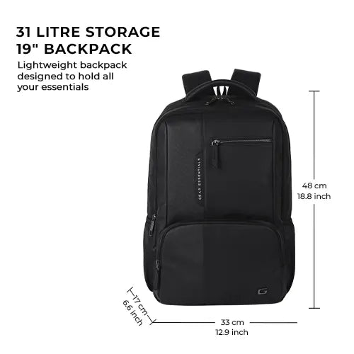 VIPUL VIBE Vintage 2 19"/31L anti theft faux leather Medium Water Resistant Laptop Backpack/Casual Backpack/Daypack/Travel Backpack/College Bag For Men/Women(Pitch Black - Black)