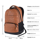 VIPUL VIBE Vintage 2 18"/28L Large Anti Theft Faux Leather Water Resitant Laptop Backpack/Office Bag/ Casual Bag/Travel Backpack for Men/Women (Tan - Black)