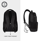 Gear Vintage 2 18"/28L Large Anti Theft Faux Leather Water Resitant Laptop Backpack/Office Bag/ Casual Bag/Travel Backpack for Men/Women (Black - Black)