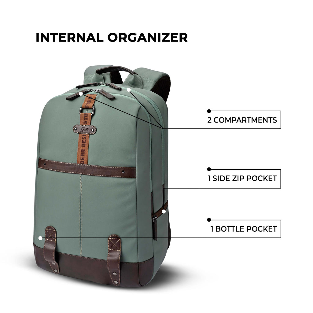 VIPUL VIBE Classic 4 19"/31L anti theft faux leather Medium Water Resistant Laptop Backpack/Casual Backpack/Daypack/Travel Backpack/College Bag For Men/Women(Pista Green - Brown)
