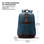 VIPUL VIBE Classic 4 19"/31L Anti Theft Faux Leather Medium Water Resistant Laptop Backpack/Casual Backpack/Daypack/Travel Backpack/College Bag For Men/Women(Teal-Brown)