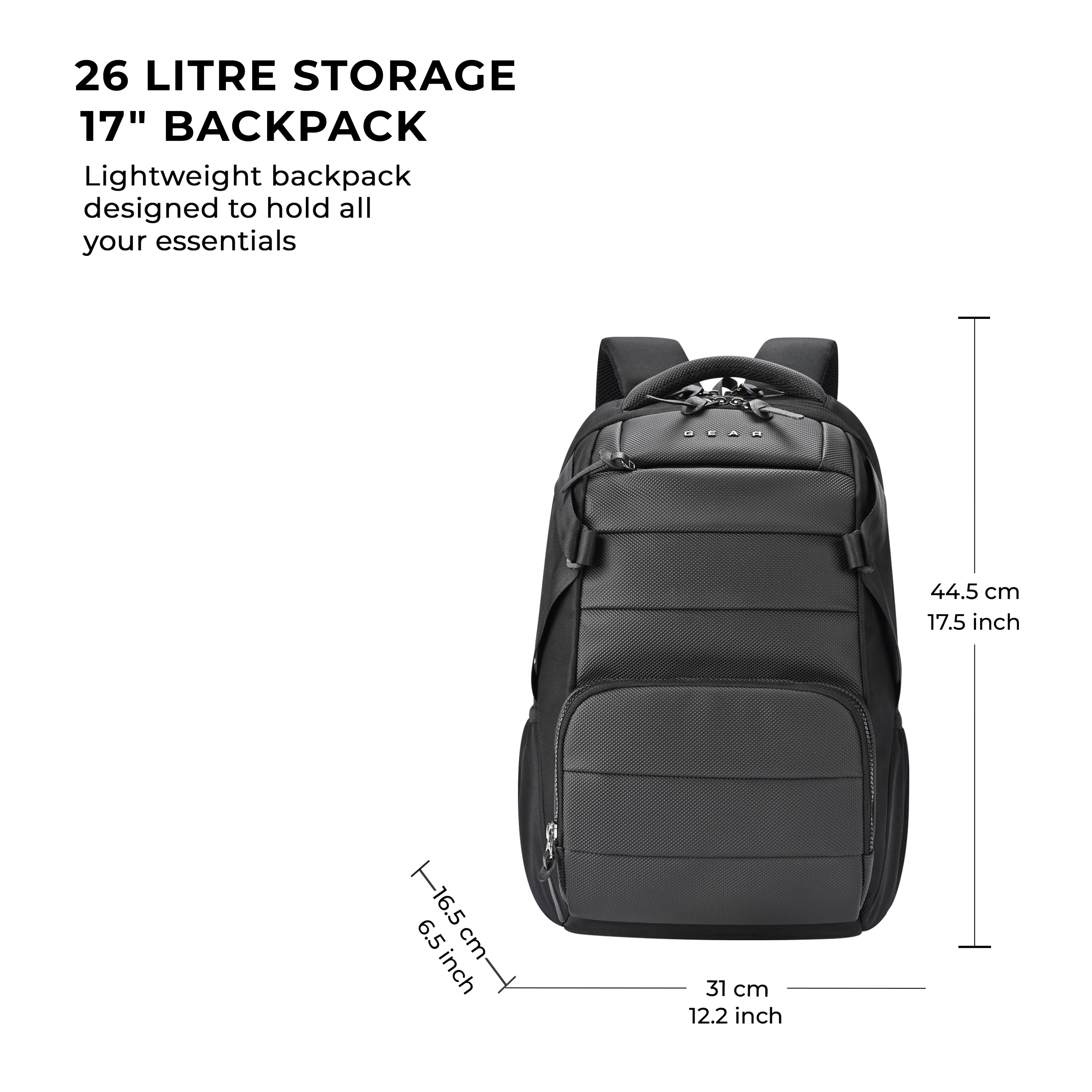 Aspire Faux Leather Laptop Backpack 17 (Black Black)