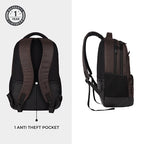 VIPUL VIBE Vintage 2 18"/28L Large Anti Theft Faux Leather Water Resitant Laptop Backpack/Office Bag/ Casual Bag/Travel Backpack for Men/Women (Brown - Black)