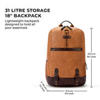 VIPUL VIBE Classic 4 19"/31L Anti Theft Faux Leather Medium Water Resistant Laptop Backpack/Casual Backpack/Daypack/Travel Backpack/College Bag For Men/Women(Tan-Brown)