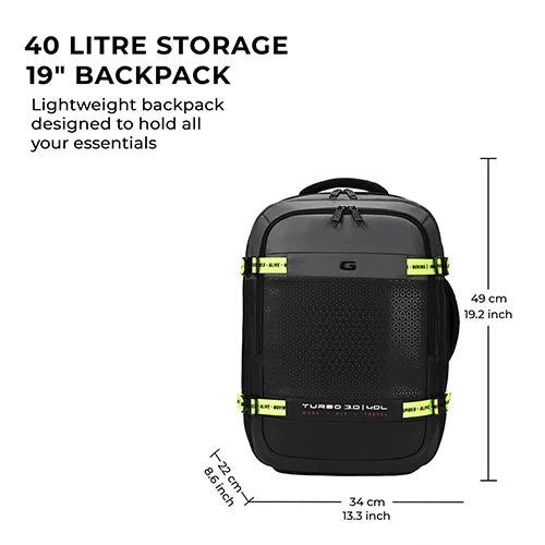 Turbo 3 anti theft faux leather with raincover 19"/40L (Black-Grey)