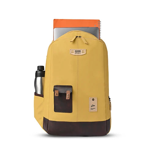 VIPUL VIBE Classic 2 19"/31L Anti Theft Faux leather Large Water Resistant Laptop Backpack/Casual Backpack/Daypack/Travel Backpack/College Bag For Men/Women (Yellow - Brown)