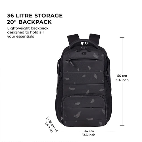 Gear Aspire 3 19"/35L Faux Leather Large Water Resistant Laptop Backpack | Casual Backpack | Daypack | Travel Backpack | College Bag For Men/Women(Black-Grey)
