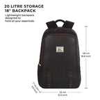 Classic 18" faux leather anti theft laptop backpack (BROWN - BLACK)