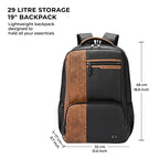 Gear Vintage 4 19"/28L anti theft faux leather Medium Water Resistant Laptop Backpack/Casual Backpack/Daypack/Travel Backpack/College Bag For Men/Women(Black-Tan)
