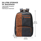 VIPUL VIBE Vintage 4 19"/29L anti theft faux leather Medium Water Resistant Laptop Backpack/Casual Backpack/Daypack/Travel Backpack/College Bag For Men/Women(Blue-Tan)