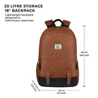 Classic 18" faux leather anti theft laptop backpack (TAN - BLACK)