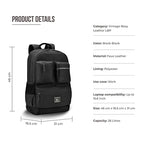 VIPUL VIBE Vintage Boxy 18"/26L Medium Faux Leather Water Resistant Laptop Backpack/Casual Bag/Daypack/College Backpack/Travel Backpack For Men/Women (Black - Black)