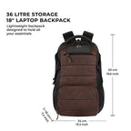 VIPUL VIBE Aspire 3 19"/35L Faux Leather Large Water Resistant Laptop Backpack | Casual Backpack | Daypack | Travel Backpack | College Bag For Men/Women(Brown-Black)
