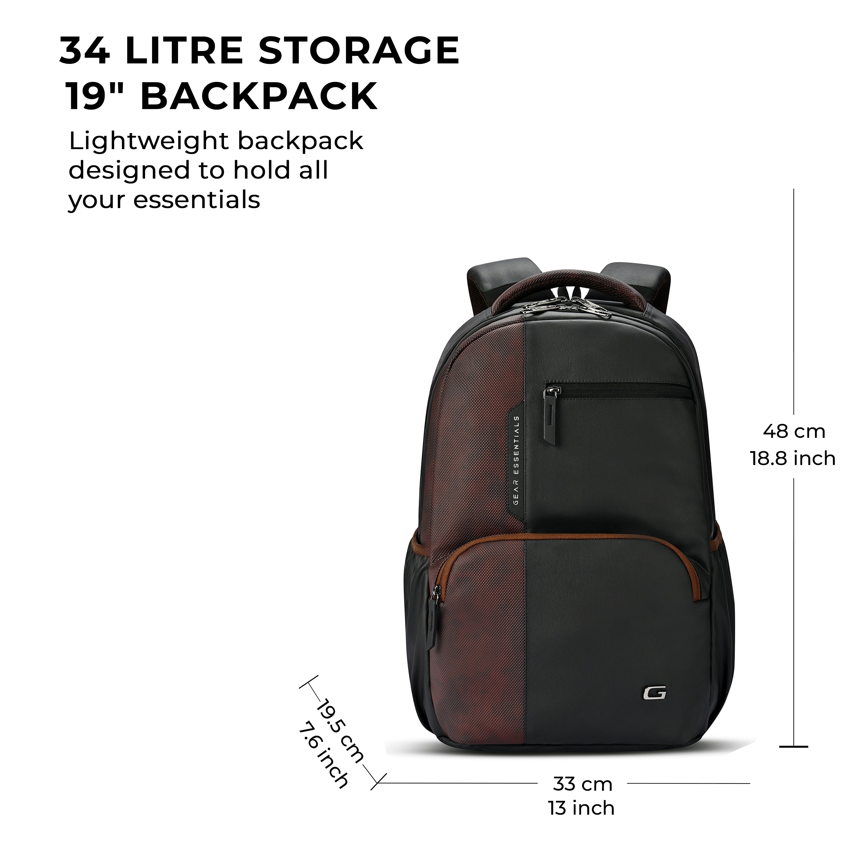 VIPUL VIBE Vintage 2 Faux Leather(Without Antitheft) 19"/34L Large Water Resistant Laptop Backpack/Casual Backpack/Daypack/Travel Backpack/College Bag For Men/Women(Black-Brown)