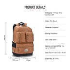 VIPUL VIBE Vintage Boxy 18"/26L Medium Faux Leather Water Resistant Laptop Backpack/Casual Bag/Daypack/College Backpack/Travel Backpack For Men/Women (Tan - Black)