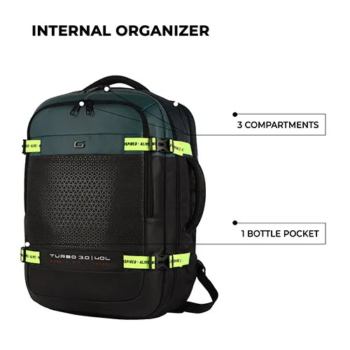 Gear Turbo 3 anti theft faux leather with raincover 40L (Black Teal)