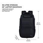 VIPUL VIBE Aspire 19”/30L Large Water Resistant Laptop Backpack | Casual Backpack | Daypack | Travel Backpack | College Bag For Men/Women (Black)