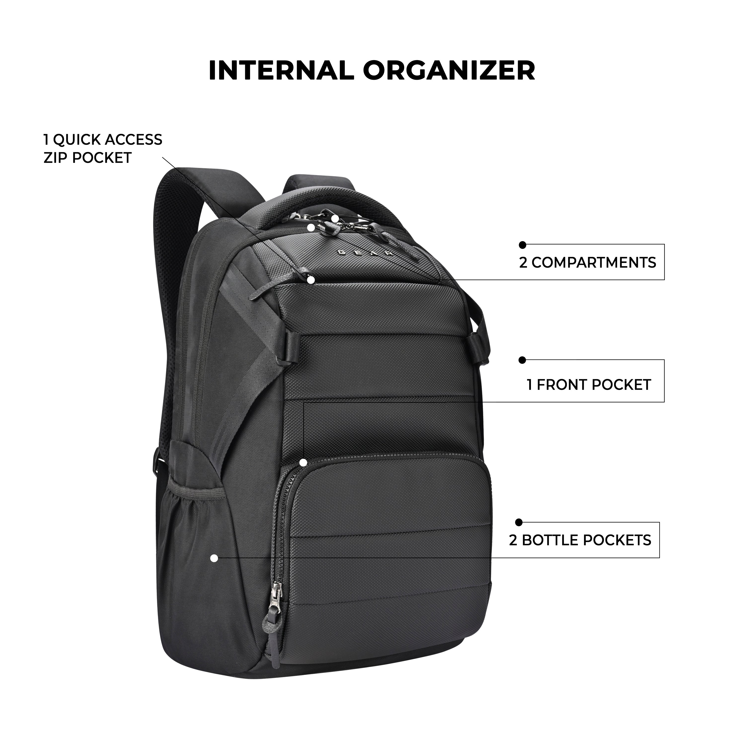 Aspire Faux Leather Laptop Backpack 17 (Black Black)