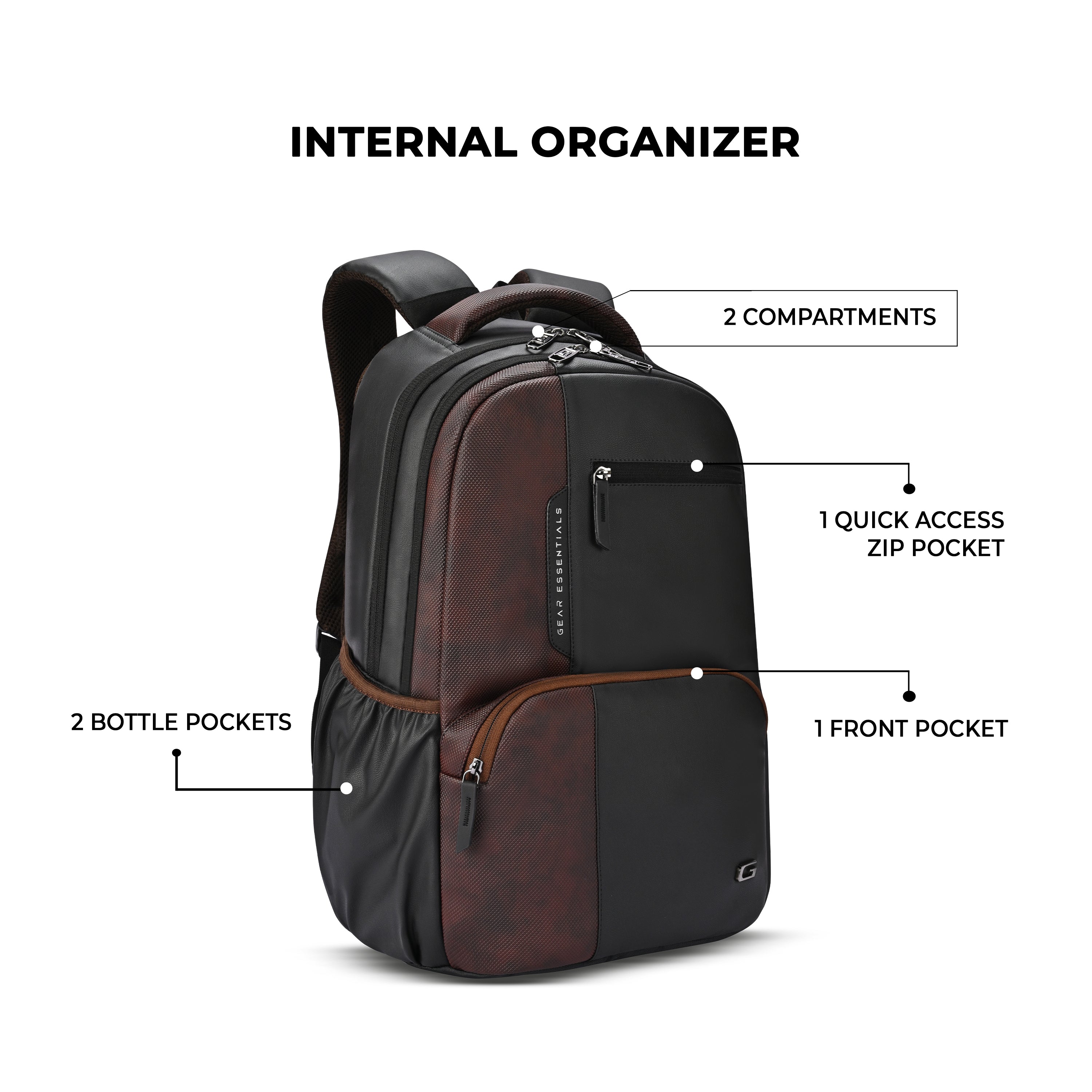 VIPUL VIBE Vintage 2 Faux Leather(Without Antitheft) 19"/34L Large Water Resistant Laptop Backpack/Casual Backpack/Daypack/Travel Backpack/College Bag For Men/Women(Black-Brown)