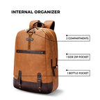 VIPUL VIBE Classic 4 19"/31L Anti Theft Faux Leather Medium Water Resistant Laptop Backpack/Casual Backpack/Daypack/Travel Backpack/College Bag For Men/Women(Tan-Brown)