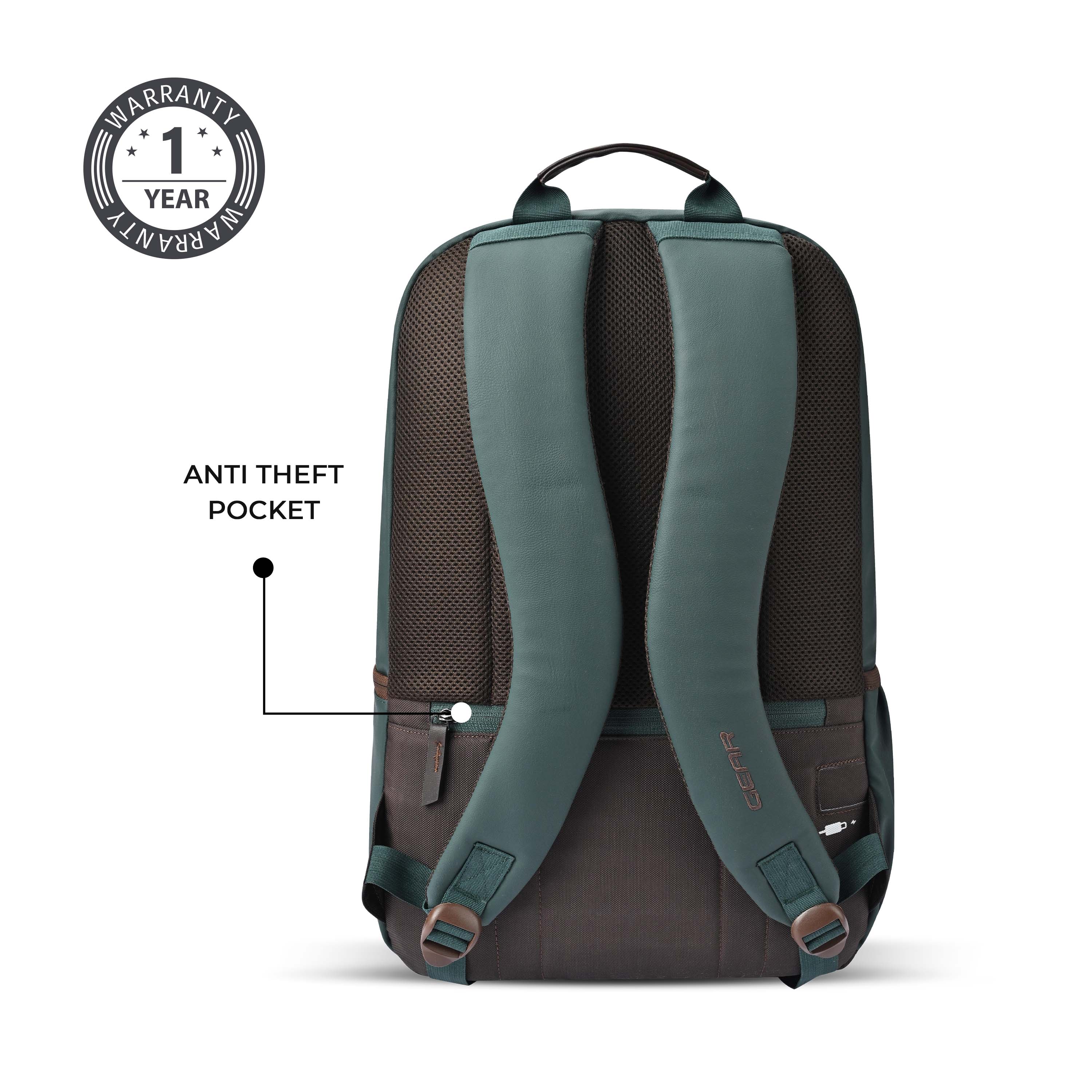 VIPUL VIBE Classic 4 19"/31L anti theft faux leather Medium Water Resistant Laptop Backpack/Casual Backpack/Daypack/Travel Backpack/College Bag For Men/Women(Green - Brown)