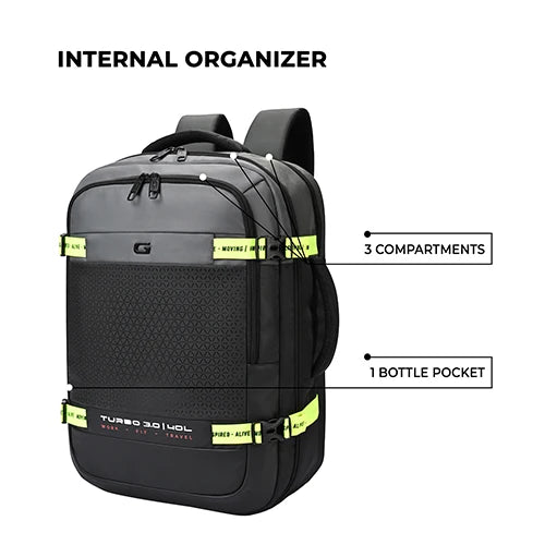 Turbo 3 anti theft faux leather with raincover 19"/40L (Black-Grey)